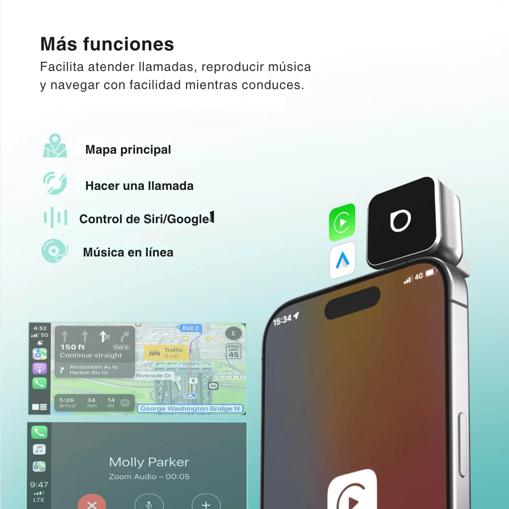 Ottocast Mini Cube 3.0 Adaptador CarPlay/Android Auto inalámbrico